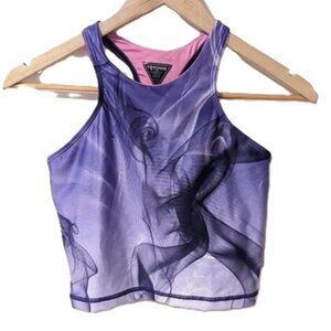 NWT Totemmi Tank Top Crop Marble Ink Swirl‎ Racerback Bra Boho Purple